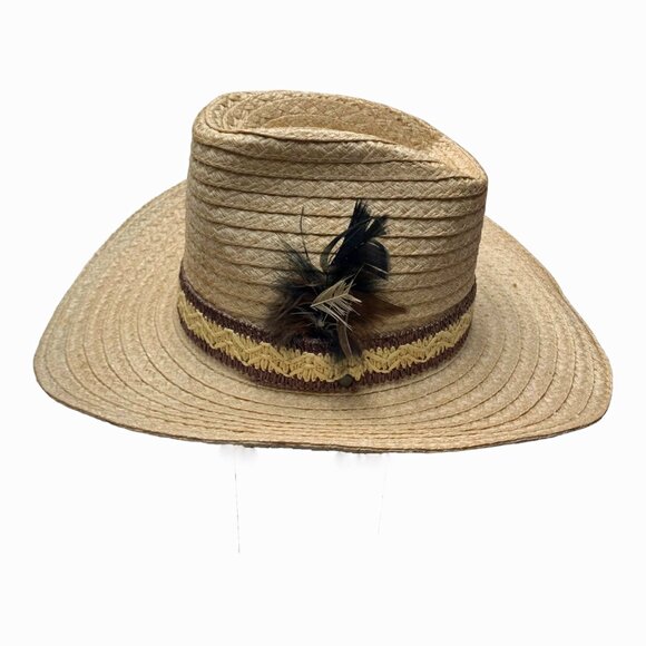 Vintage U Shape IT 100% Straw Wire Reinforced Brim Western Hat - Picture 6 of 10